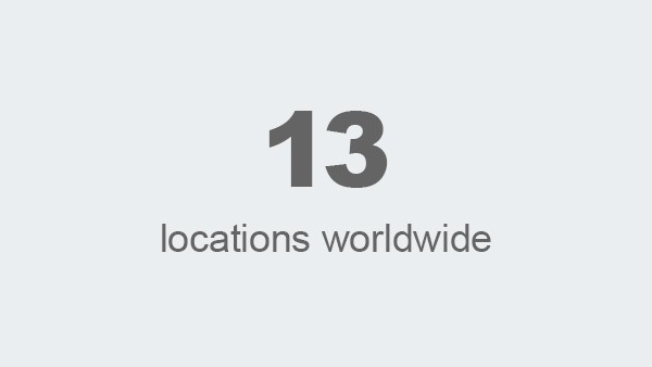 13 locations worldwide